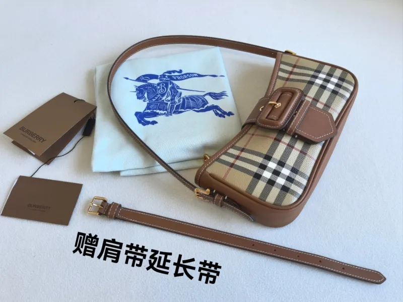 Burberry Vintage Check Shoulder Bag Brown Leather - Image 7