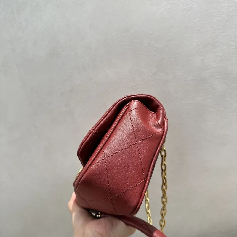 Burberry Red Quilted Chain Top Handle Bag - Image 4