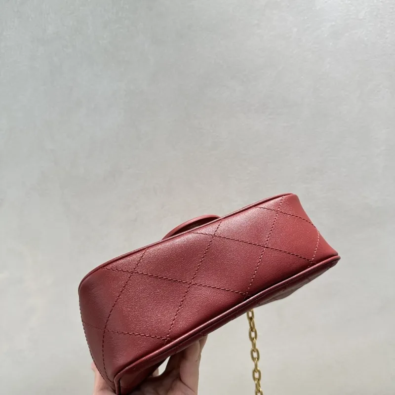 Burberry Red Quilted Chain Top Handle Bag - Image 5