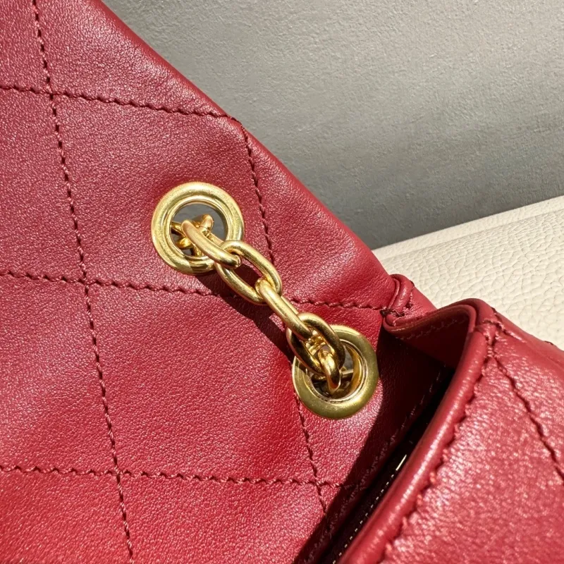 Burberry Red Quilted Chain Top Handle Bag - Image 7