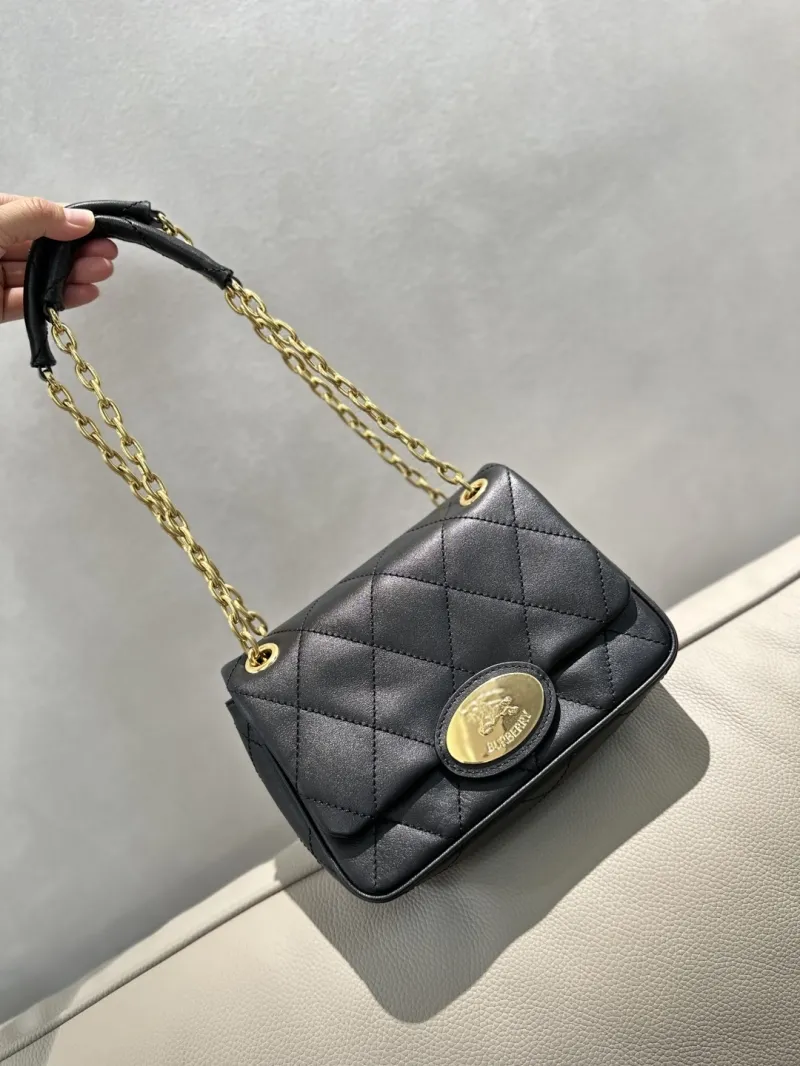 Burberry Black Quilted Top Handle Crossbody Bag