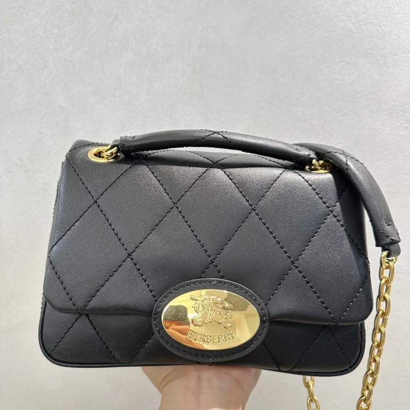Burberry Black Quilted Top Handle Crossbody Bag - Image 3