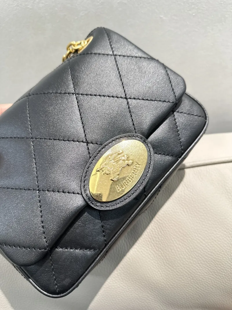 Burberry Black Quilted Top Handle Crossbody Bag - Image 4
