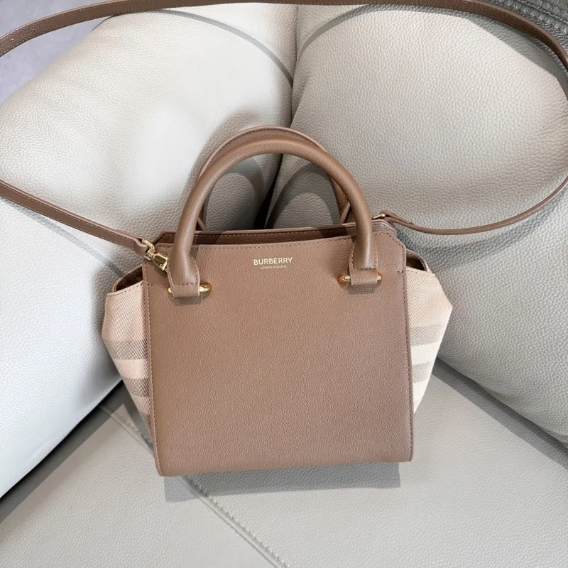 Burberry Brown Leather Top Handle Crossbody Bag