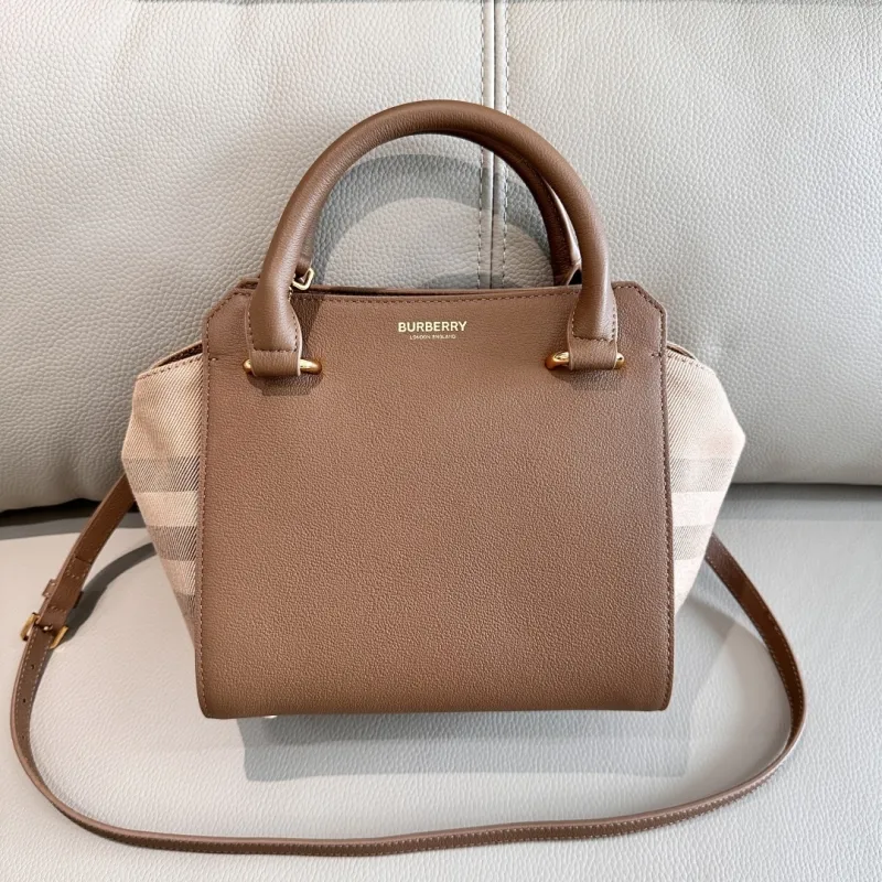 Burberry Brown Leather Top Handle Crossbody Bag - Image 3