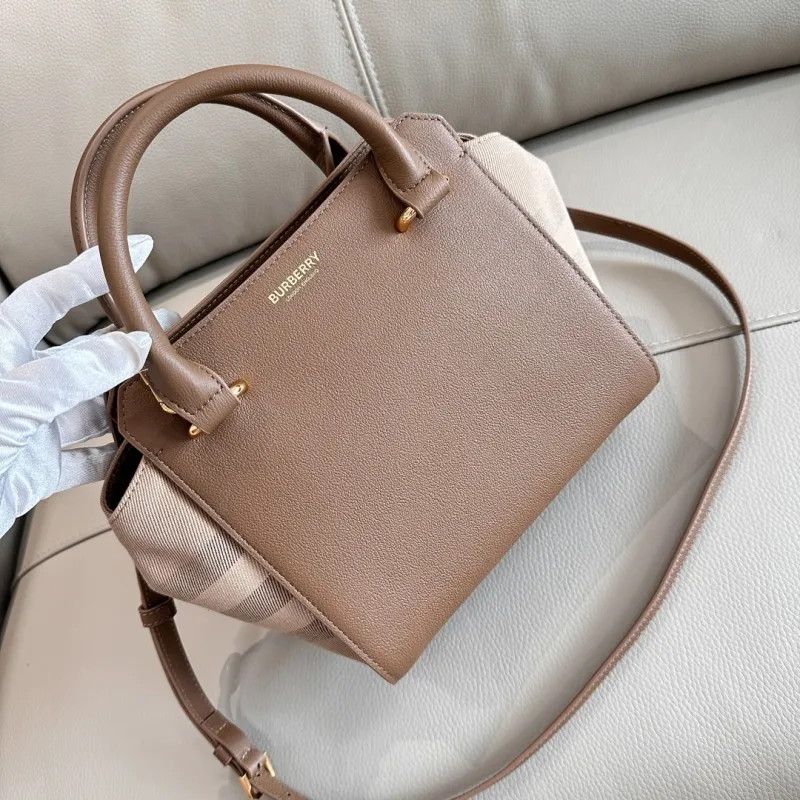 Burberry Brown Leather Top Handle Crossbody Bag - Image 4