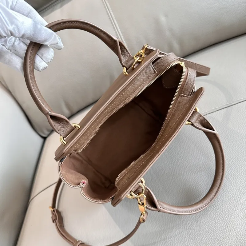 Burberry Brown Leather Top Handle Crossbody Bag - Image 8