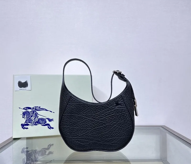 Burberry Black Leather Hobo Shoulder Bag