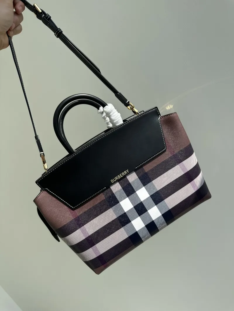 Burberry Brown Check Top Handle Shoulder Bag