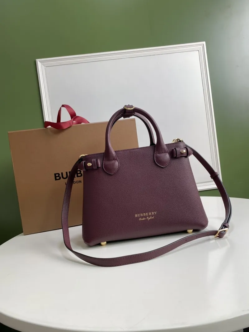 Burberry Burgundy Leather Top Handle Crossbody Bag