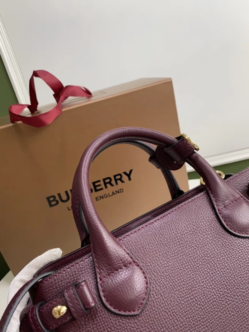 Burberry Burgundy Leather Top Handle Crossbody Bag - Image 4