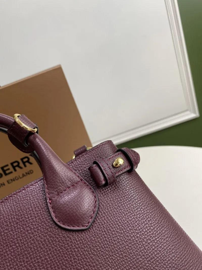 Burberry Burgundy Leather Top Handle Crossbody Bag - Image 5