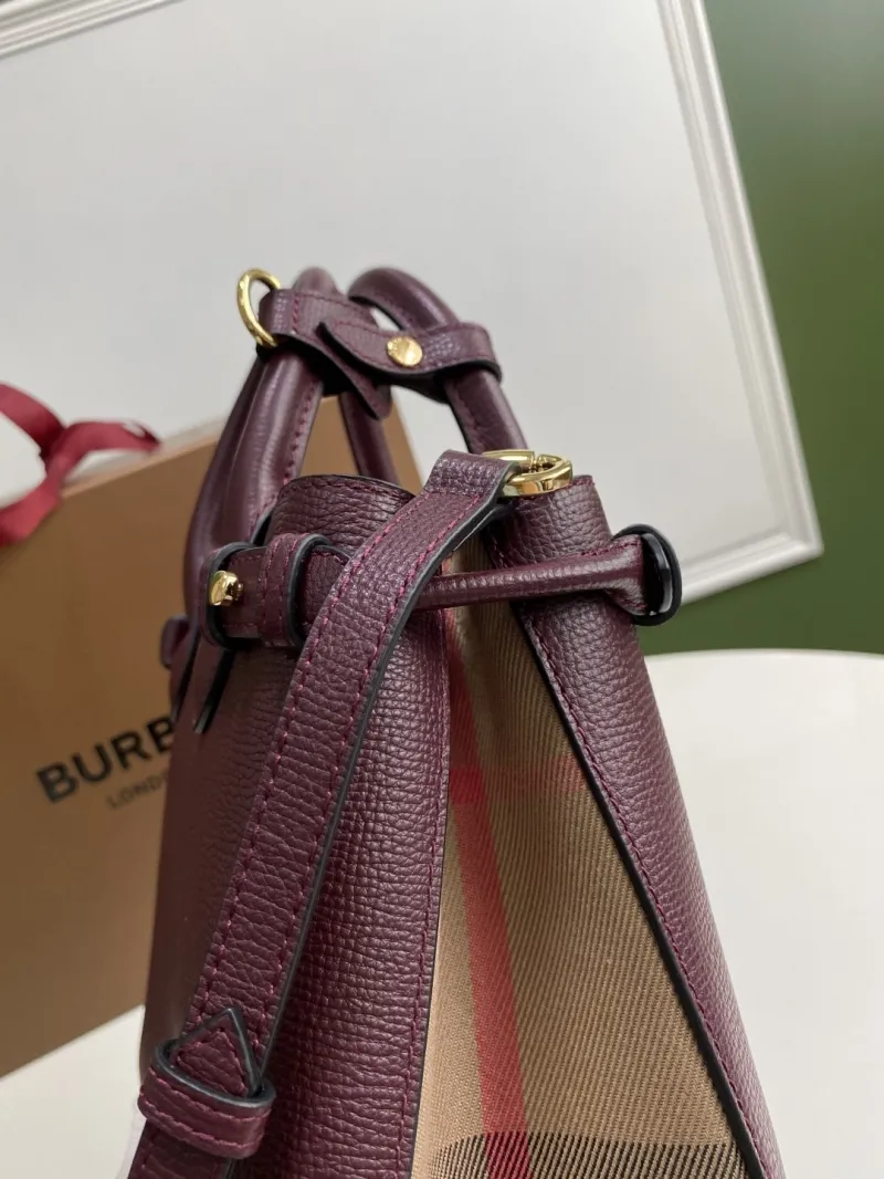 Burberry Burgundy Leather Top Handle Crossbody Bag - Image 8