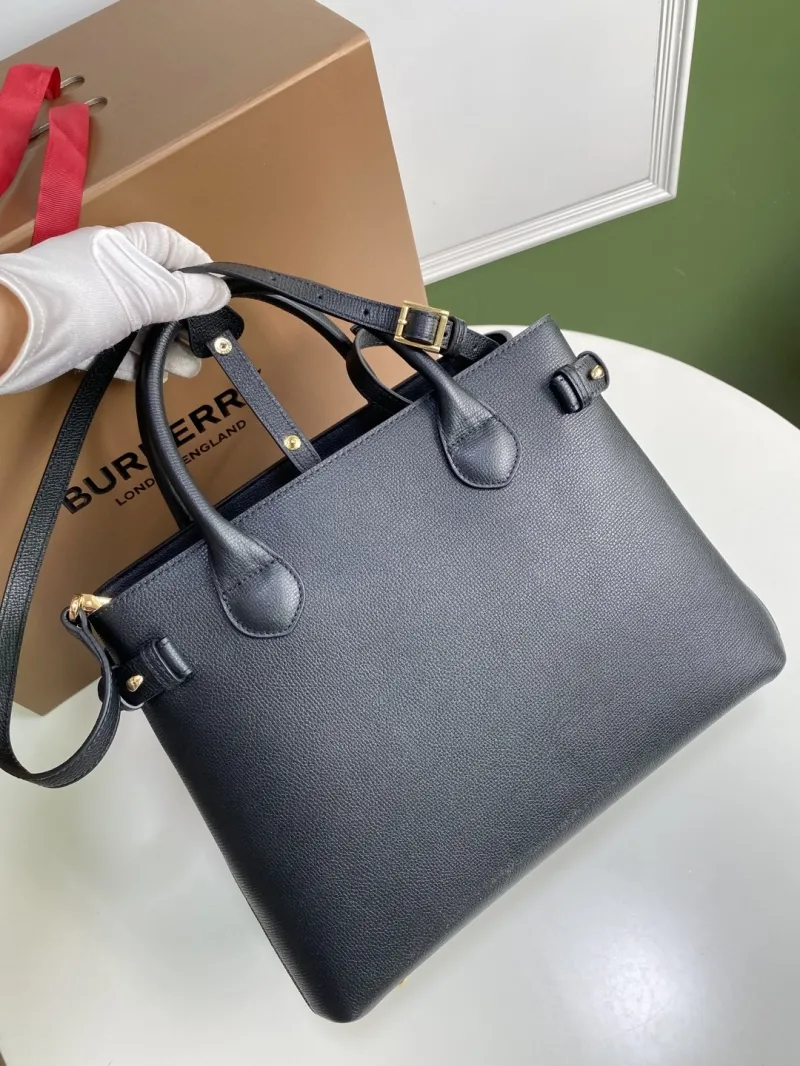 Burberry Black Leather Top Handle Shoulder Bag - Image 3