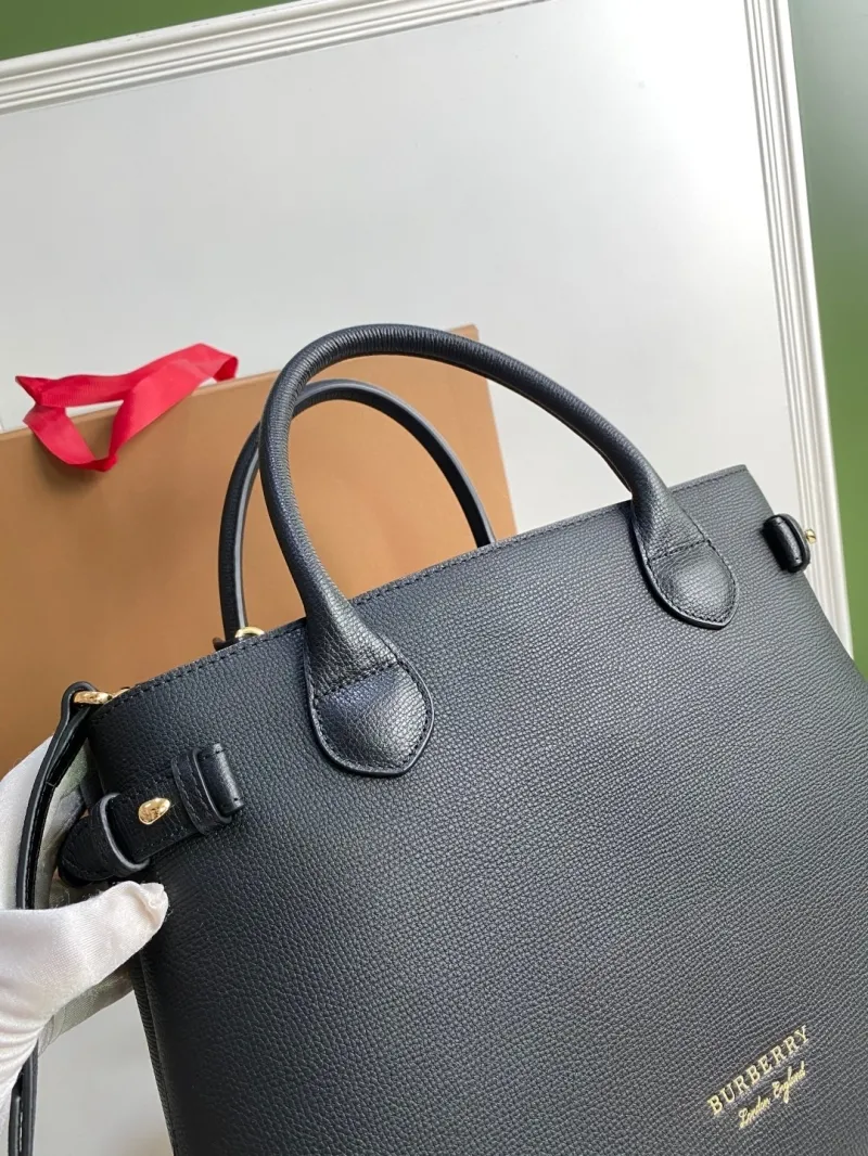 Burberry Black Leather Top Handle Shoulder Bag - Image 5