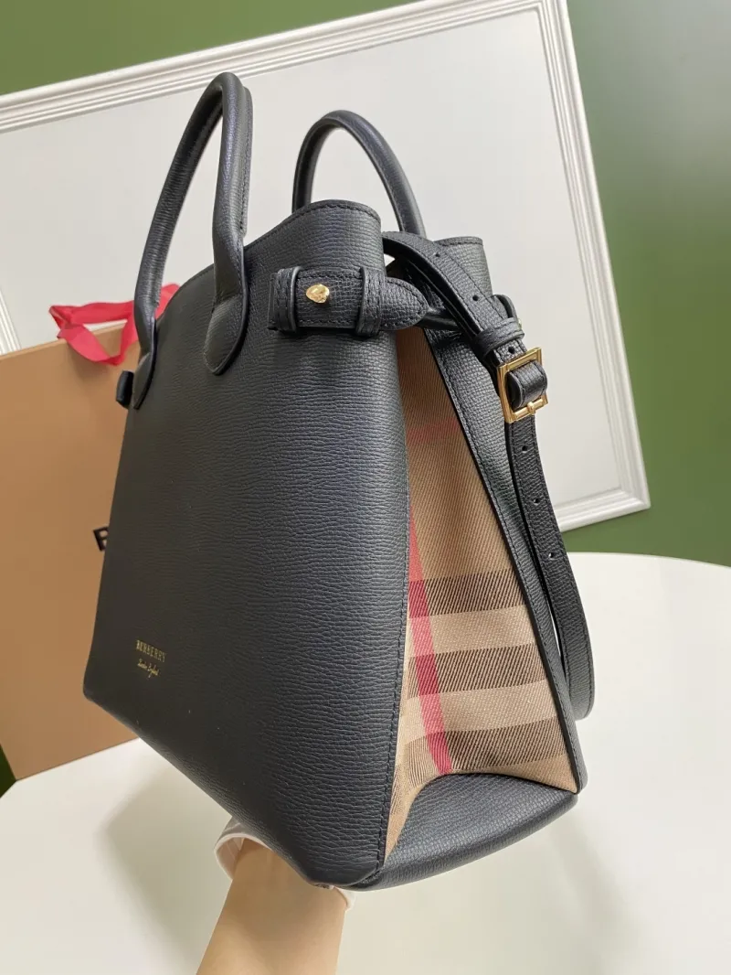 Burberry Black Leather Top Handle Shoulder Bag - Image 7