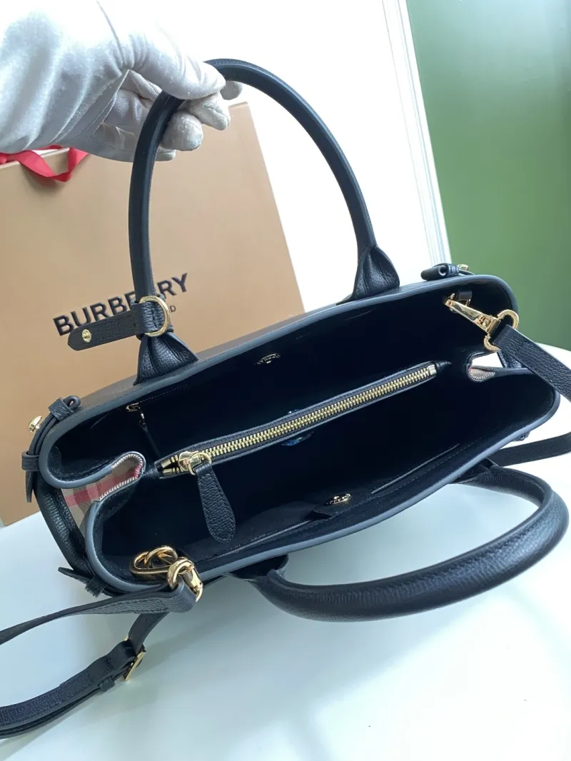 Burberry Black Leather Top Handle Shoulder Bag - Image 8