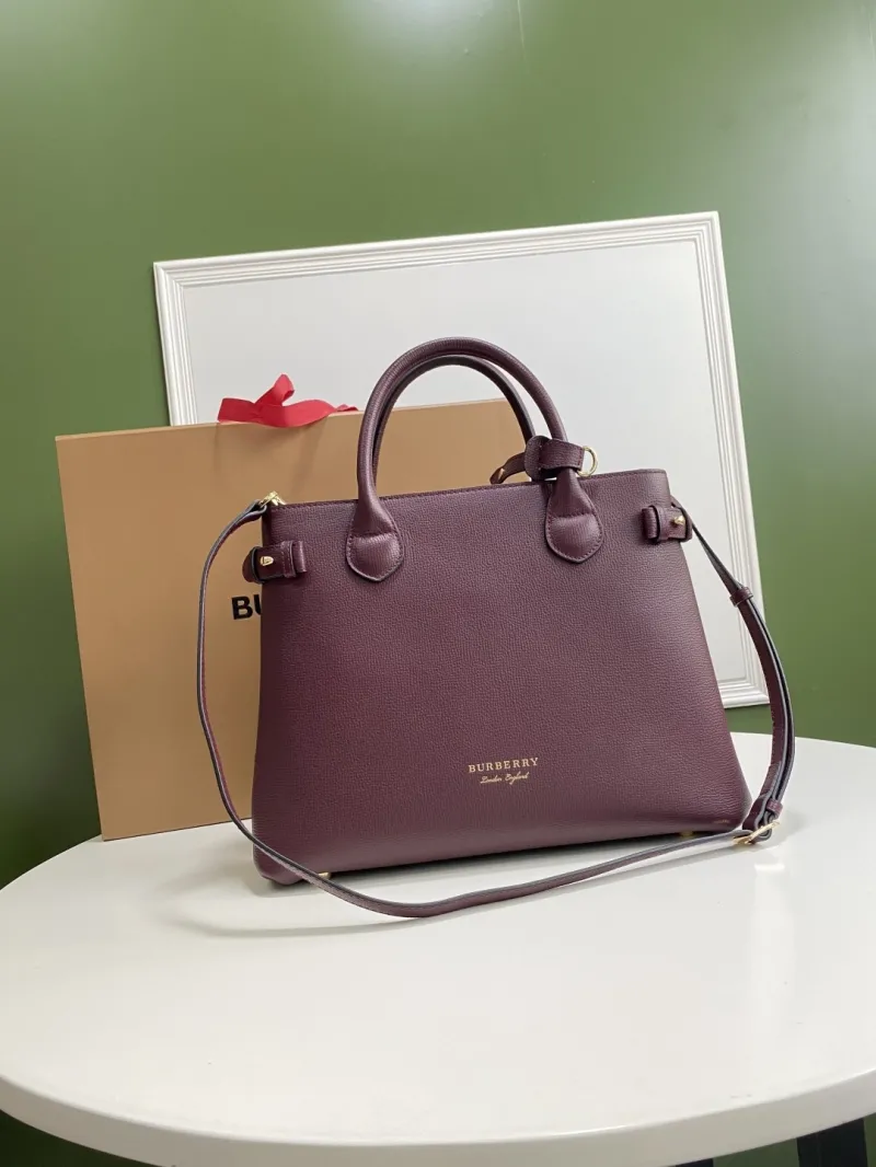 Burberry Dark Purple Top Handle Tote Bag 78