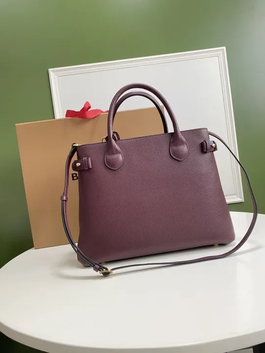 Alternative view of Burberry Dark Purple Top Handle Tote Bag 78