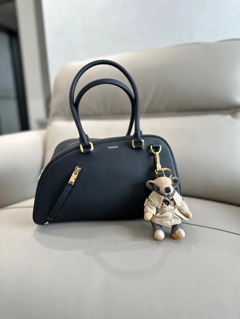 Burberry Black Leather Top Handle Bag - Image 4