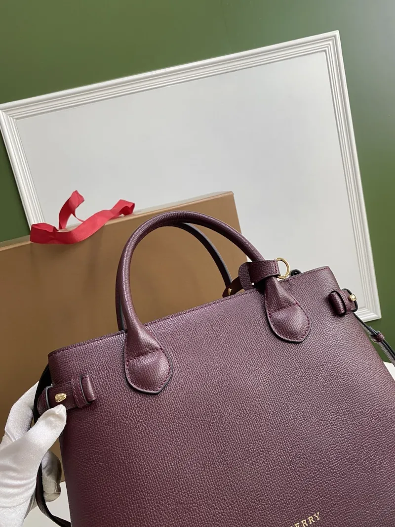 Burberry Dark Purple Top Handle Tote Bag - Image 4