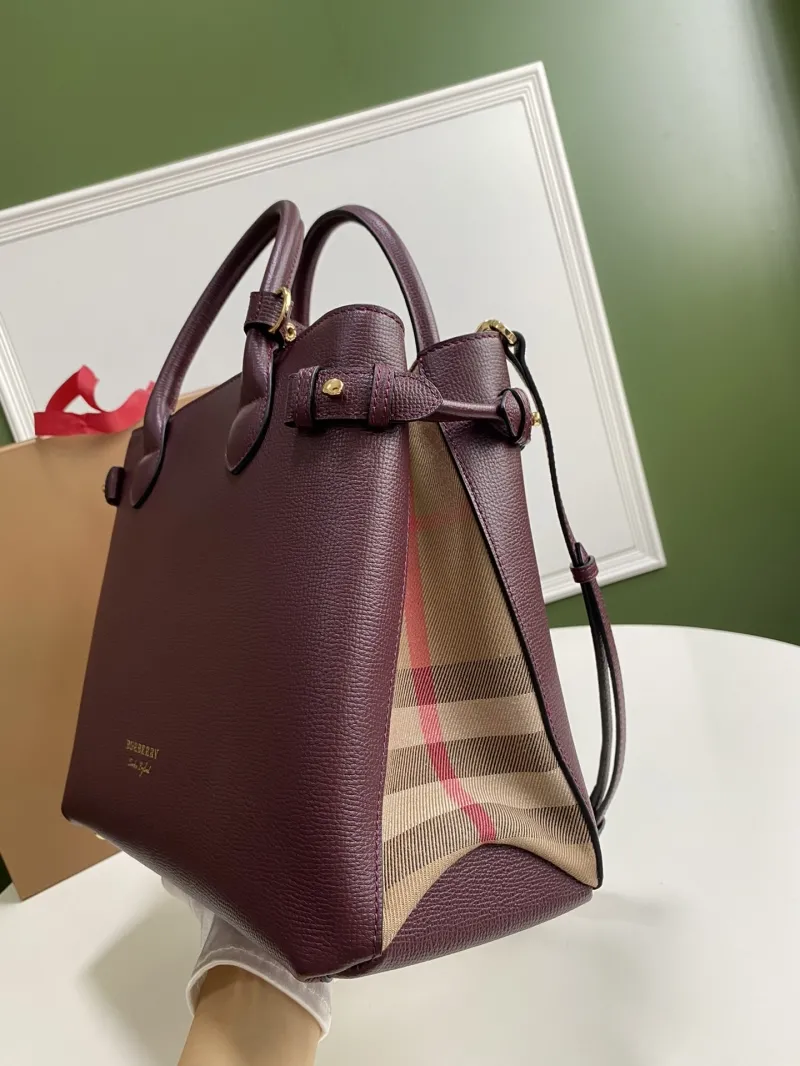 Burberry Dark Purple Top Handle Tote Bag - Image 6
