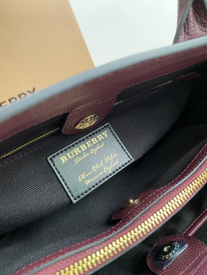 Burberry Dark Purple Top Handle Tote Bag - Image 8
