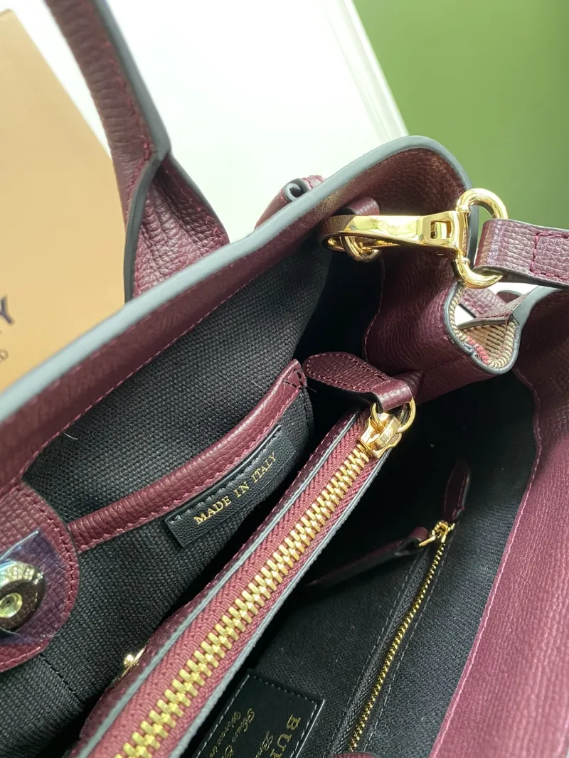 Burberry Dark Purple Top Handle Tote Bag - Image 9