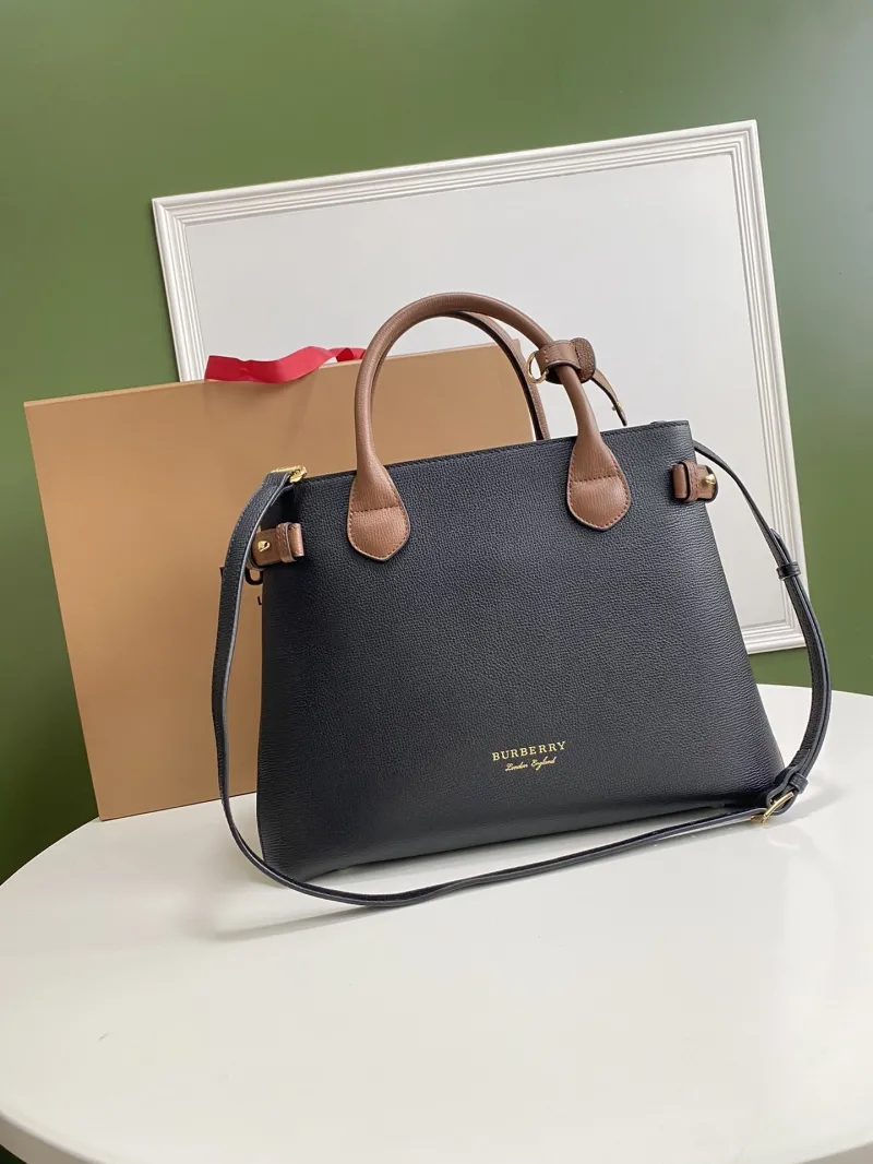 Burberry Black Brown Top Handle Tote Bag 87