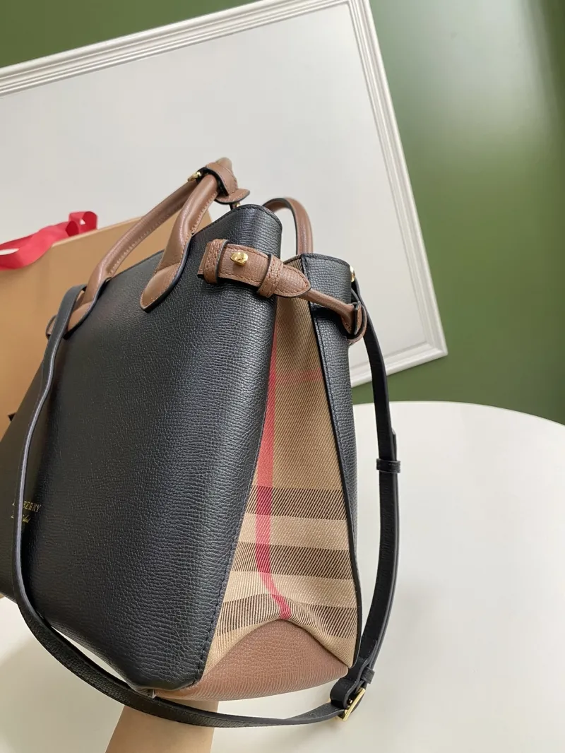 Burberry Black Brown Top Handle Tote Bag 87 - Image 5