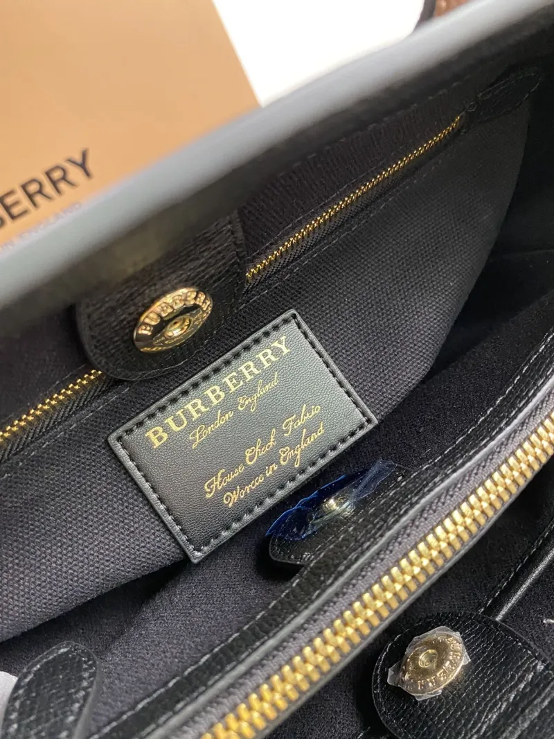 Burberry Black Brown Top Handle Tote Bag 87 - Image 8