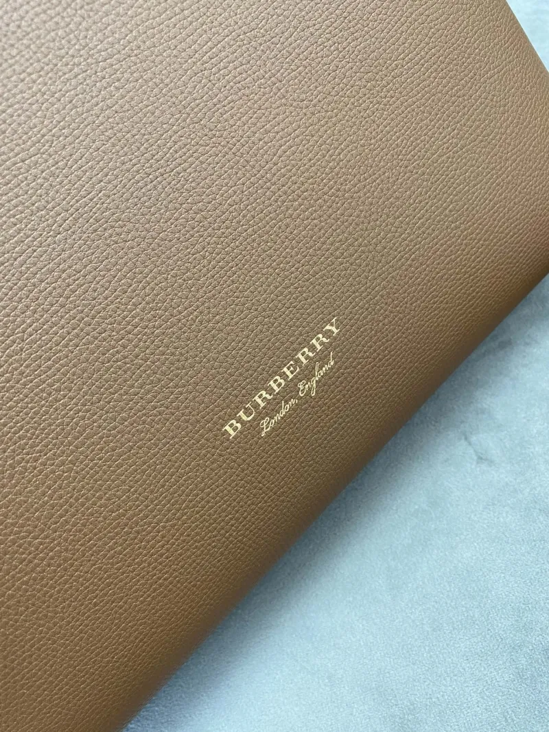 Burberry Brown Leather Top Handle Tote Bag - Image 4