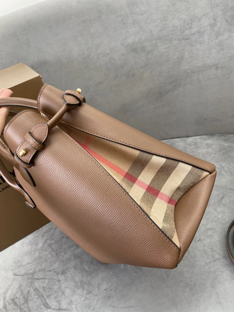 Burberry Brown Leather Top Handle Tote Bag - Image 5