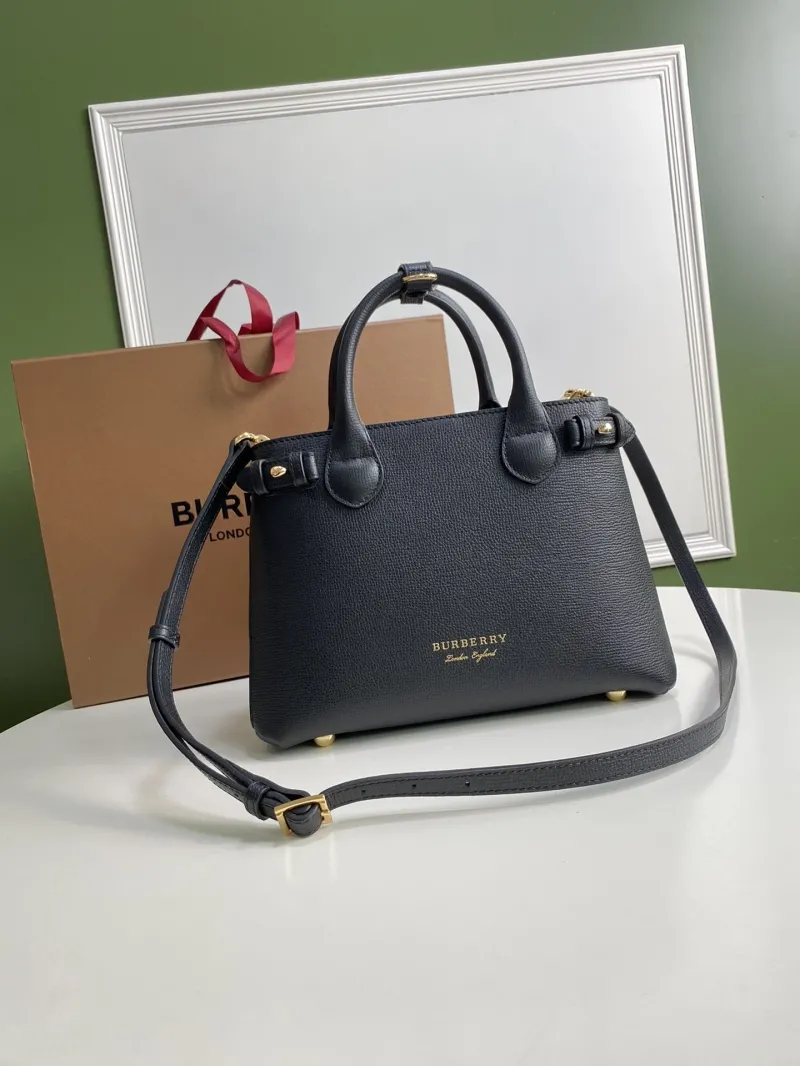 Burberry Black Leather Top Handle Crossbody Bag