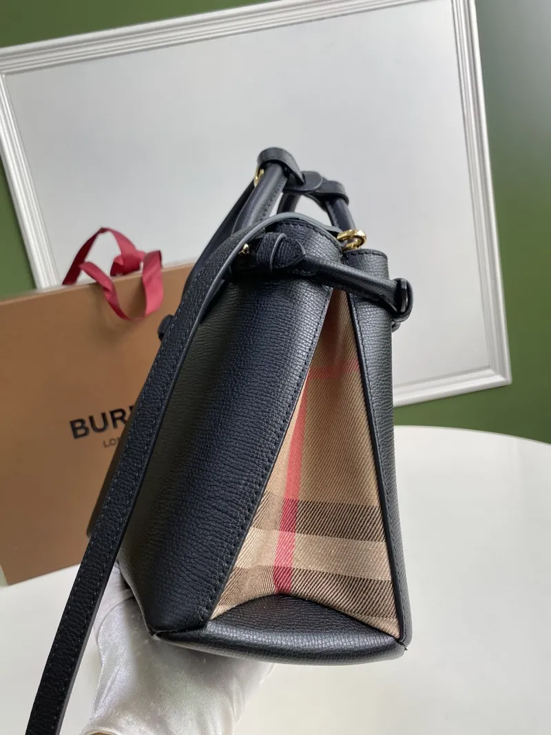 Burberry Black Leather Top Handle Crossbody Bag - Image 6