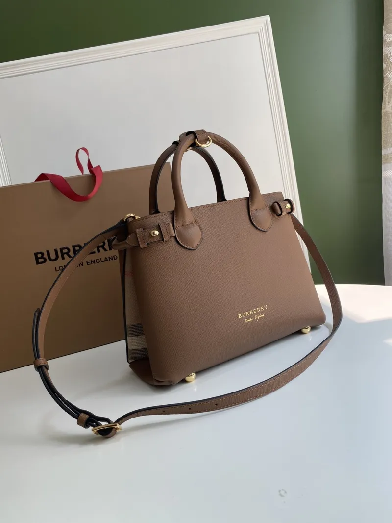 Alternative view of Burberry Brown Leather Top Handle Handbag with Shoulder Strap