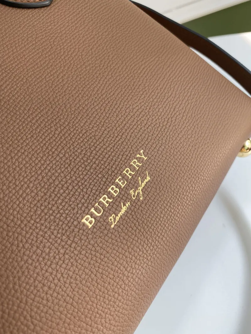 Burberry Brown Leather Top Handle Handbag with Shoulder Strap - Image 4