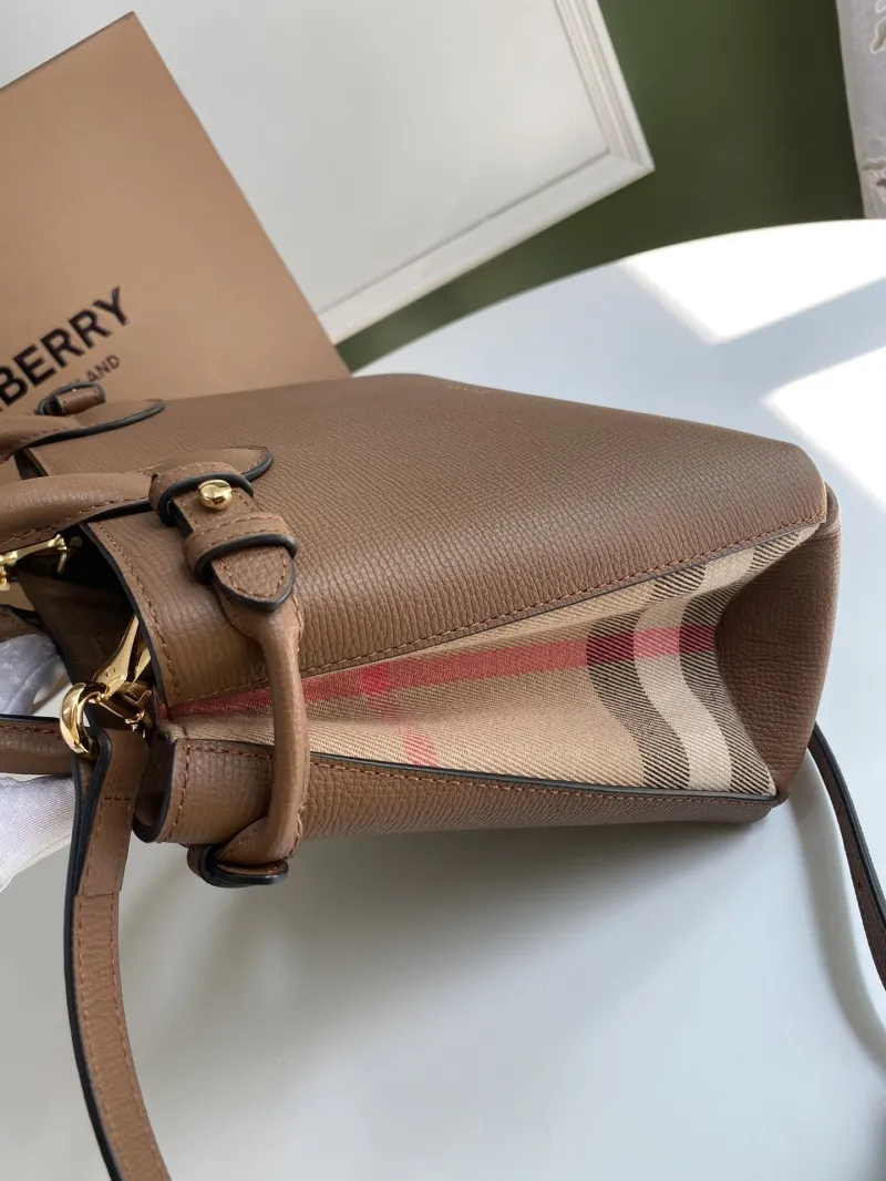 Burberry Brown Leather Top Handle Handbag with Shoulder Strap - Image 5