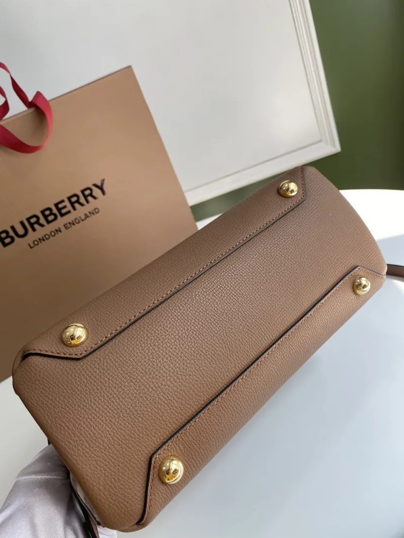 Burberry Brown Leather Top Handle Handbag with Shoulder Strap - Image 6