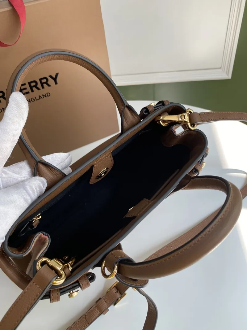 Burberry Brown Leather Top Handle Handbag with Shoulder Strap - Image 7