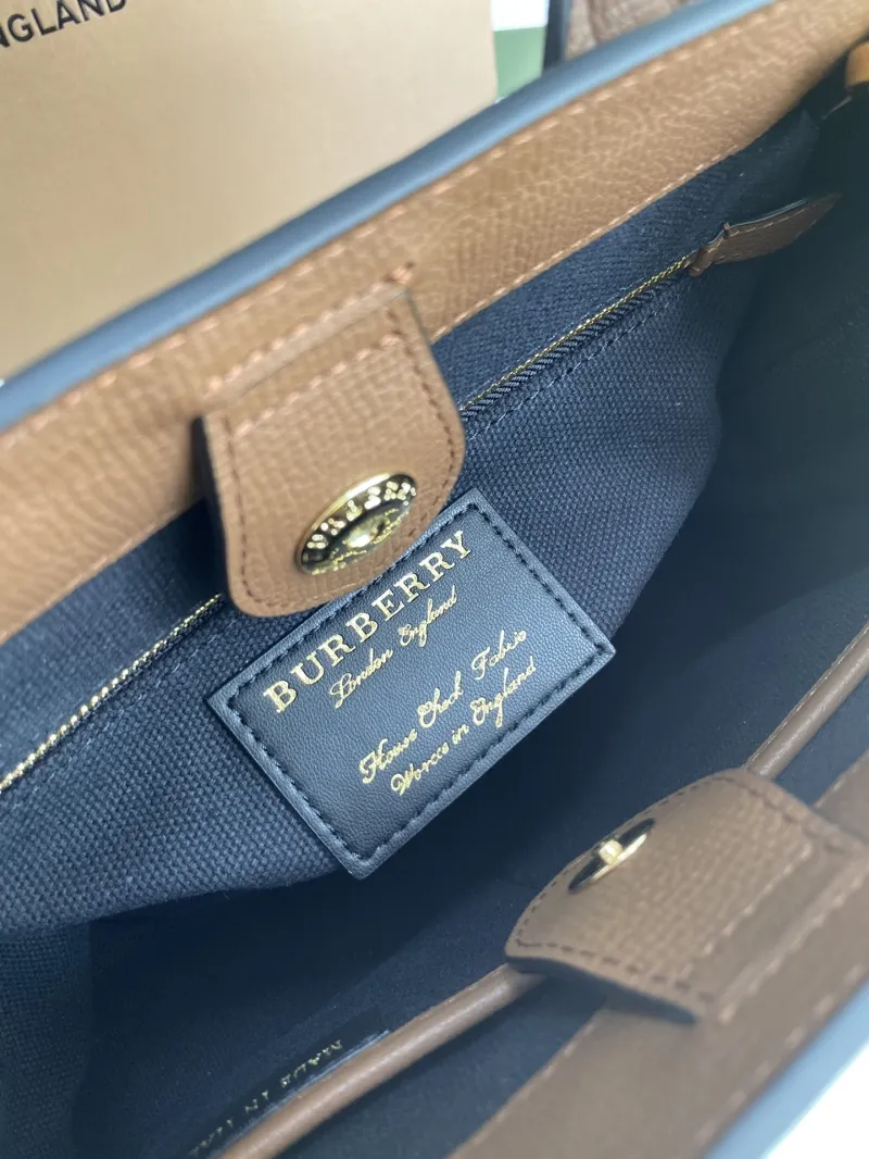 Burberry Brown Leather Top Handle Handbag with Shoulder Strap - Image 8