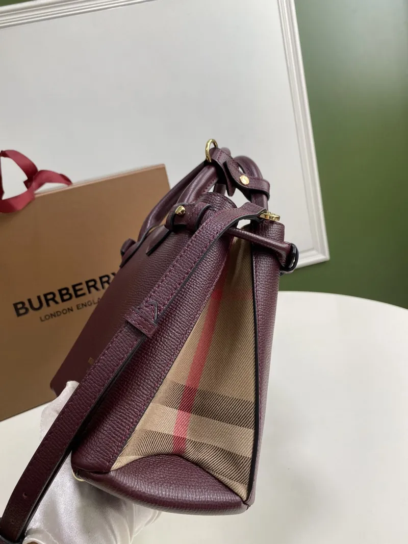 Burberry Burgundy Top Handle Leather Bag - Image 4
