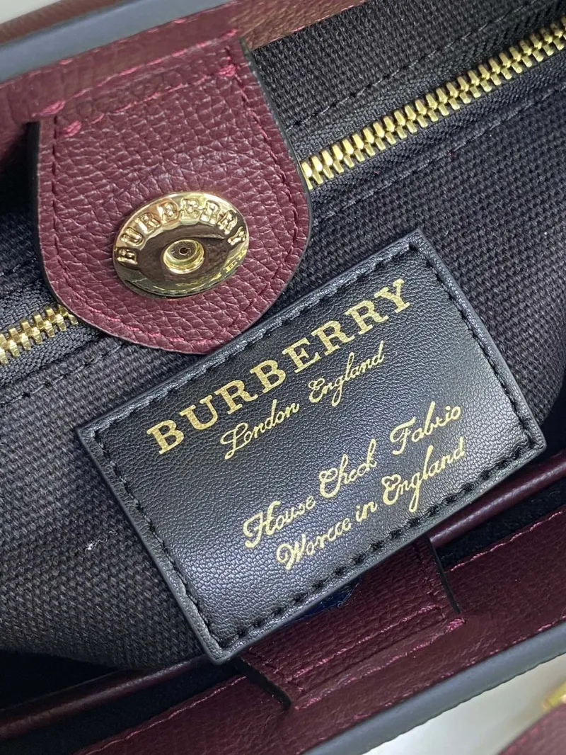 Burberry Burgundy Top Handle Leather Bag - Image 7