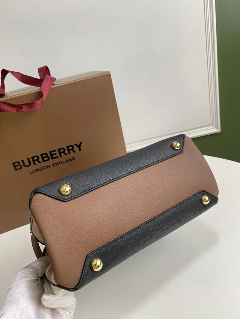 Burberry Black Brown Leather Top Handle Crossbody Bag - Image 3