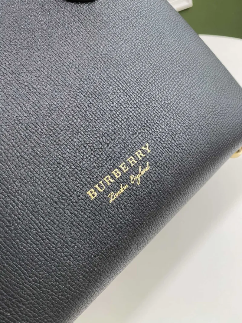 Burberry Black Brown Leather Top Handle Crossbody Bag - Image 4