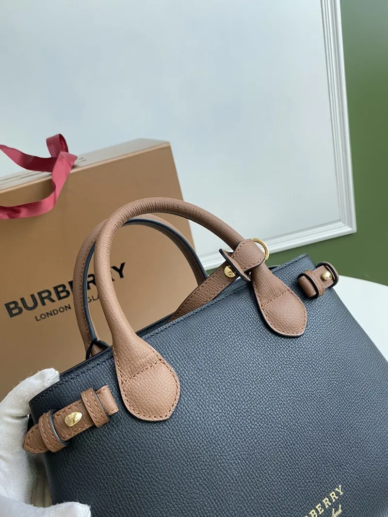 Burberry Black Brown Leather Top Handle Crossbody Bag - Image 5