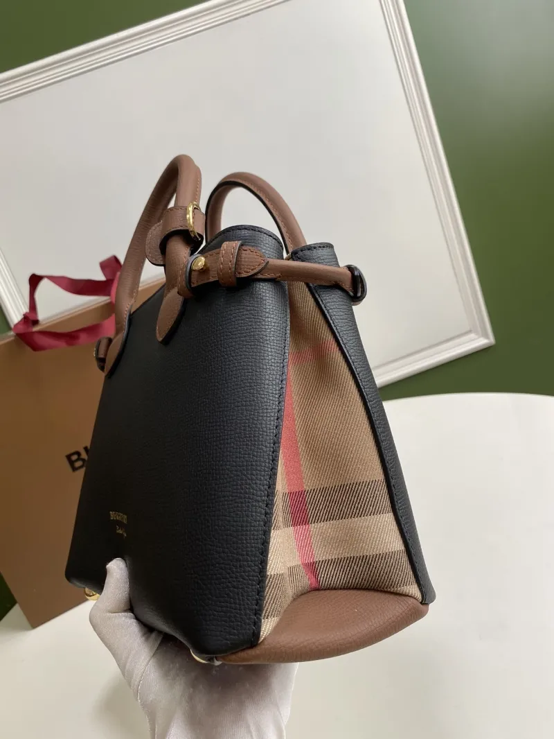 Burberry Black Brown Leather Top Handle Crossbody Bag - Image 6