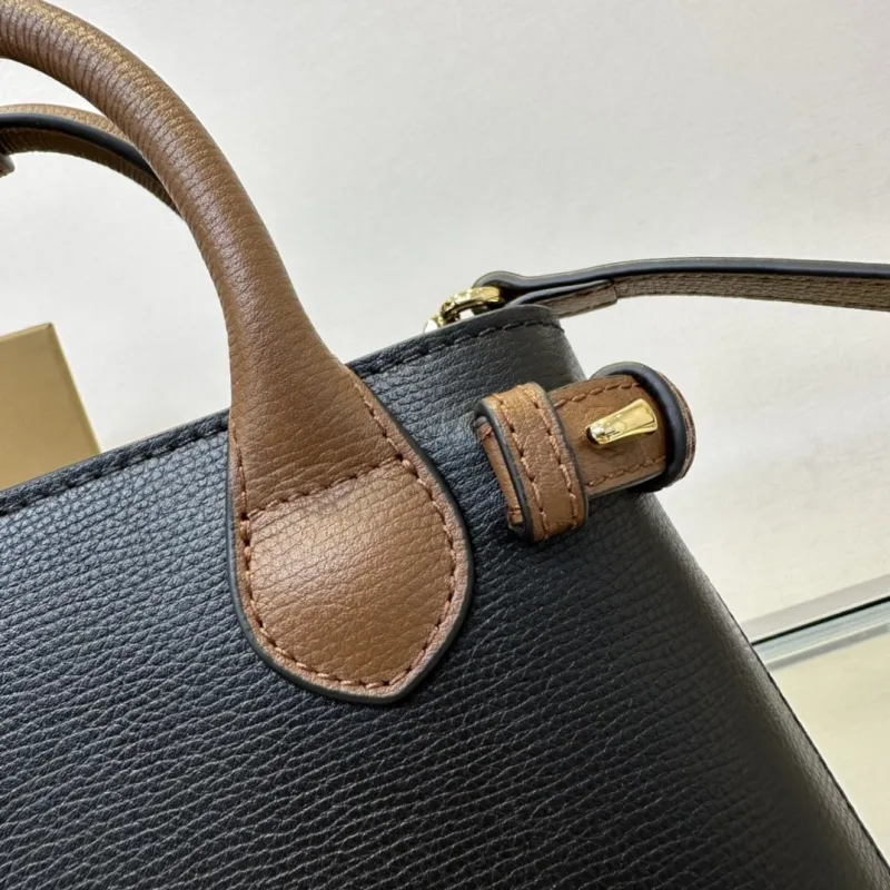 Burberry Black Brown Mini Top Handle Tote Bag - Image 5