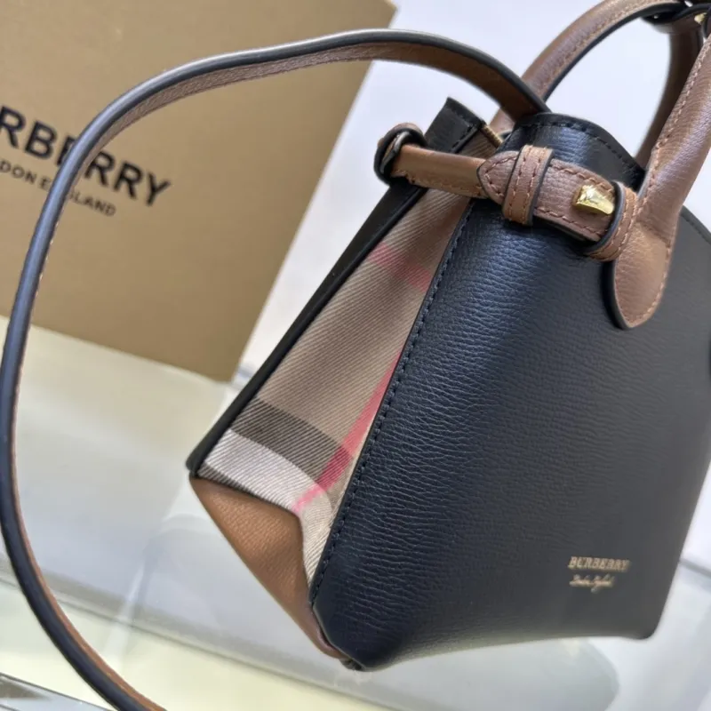 Burberry Black Brown Mini Top Handle Tote Bag - Image 6