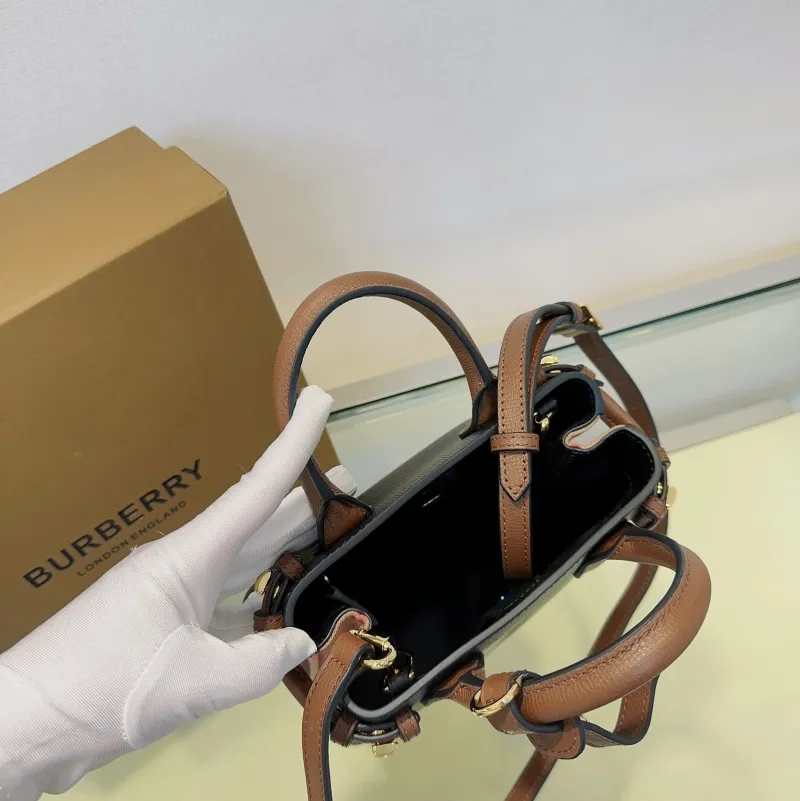 Burberry Black Brown Mini Top Handle Tote Bag - Image 8